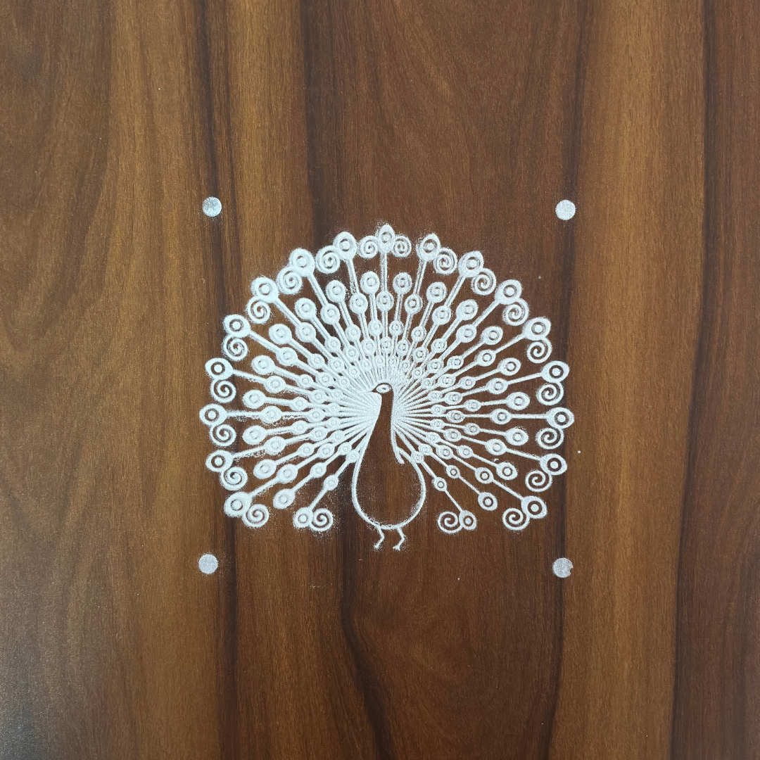 Kalakruti Peacock Rangoli Stencil 10×10 Inch | Traditional Mayur Kolam ...